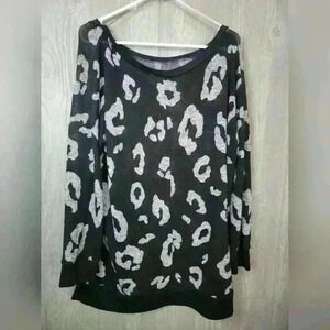 Boutique brand black and grey cheetah sheer long sleeve tunic. Size large.